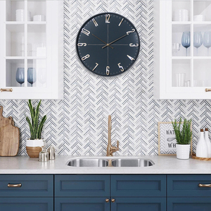 Đồng hồ treo tường 3D số 12 inch màu xanh sang trọng phong cách Bắc Âu hiện đại bằng nhựa, máy <span class=keywords><strong>quartz</strong></span> êm, đơn giản, đồng hồ đặt hàng số lượng lớn - Product Image 3