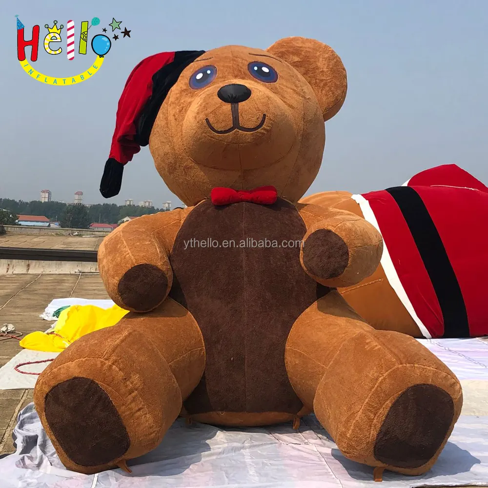 Уличные гигантские надувные рождественские украшения, гигантский плюшевый пушистый медведь, надувной