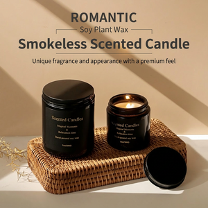 Velas Aromáticas <span class=keywords><strong>de</strong></span> Cera <span class=keywords><strong>de</strong></span> Soja en Frascos <span class=keywords><strong>de</strong></span> Vidrio Negro Personalizados, Decoración del Hogar, Regalo para Festividades y Pascua, Velas Perfumadas con Mezcla <span class=keywords><strong>de</strong></span> Soja - Product Image 1