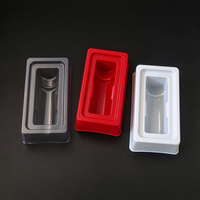 Boîte de 10 ml à 1 compartiment, transparente, blanche et rouge, en PET, pour flacon unique, plateau alvéolé pour poudre lyophilisée, pour bouteille de poudre lyophilisée