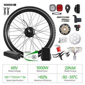 <span class=keywords><strong>Kit</strong></span> de conversion de vélo électrique 48V 60V 1000W 2000W, moteur de moyeu sans balais 27,5 pouces avec clé à distance NFC, écran LCD, couple élevé 22N.M - Product Image 1