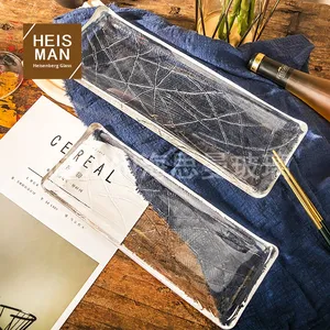 Hiện đại phong cách Châu Âu không độc hại <span class=keywords><strong>Sushi</strong></span> khay thủy tinh trong suốt pha lê tấm vuông nhà tráng miệng bánh khách sạn trang trí bán buôn - Product Image 2