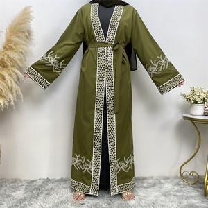 Vestidos Abaya Musulmanes Abiertos con Bordados y Empalmes, Moda Femenina - Product Image 3