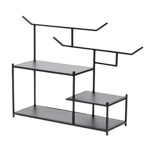 Three Layer Wrought Iron Display <b>Shelf</b> For Tea Set And Art Decor Storage Rack Carbon Steel <b>Desktop</b> Organizer Dehua Made - Product Image 5