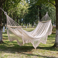 Hamac robuste anti-retournement avec barre de maintien en bois, en toile épaisse, pour intérieur, extérieur et jardin