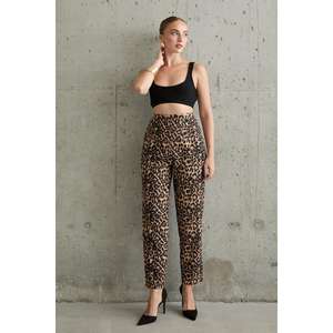 Pantalon crayon imprimé léopard taille haute en crêpe infroissable pour femme - Product Image 6