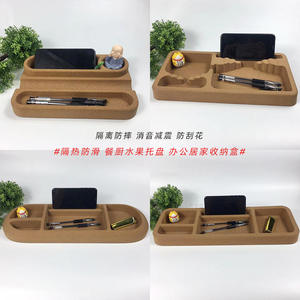 Bandeja de Corcho con Base de Cerámica Antideslizante y Aislante del Calor, Rectangular, de Color Sólido, Acabado Brillante, para Almacenamiento de Alimentos - Product Image 4