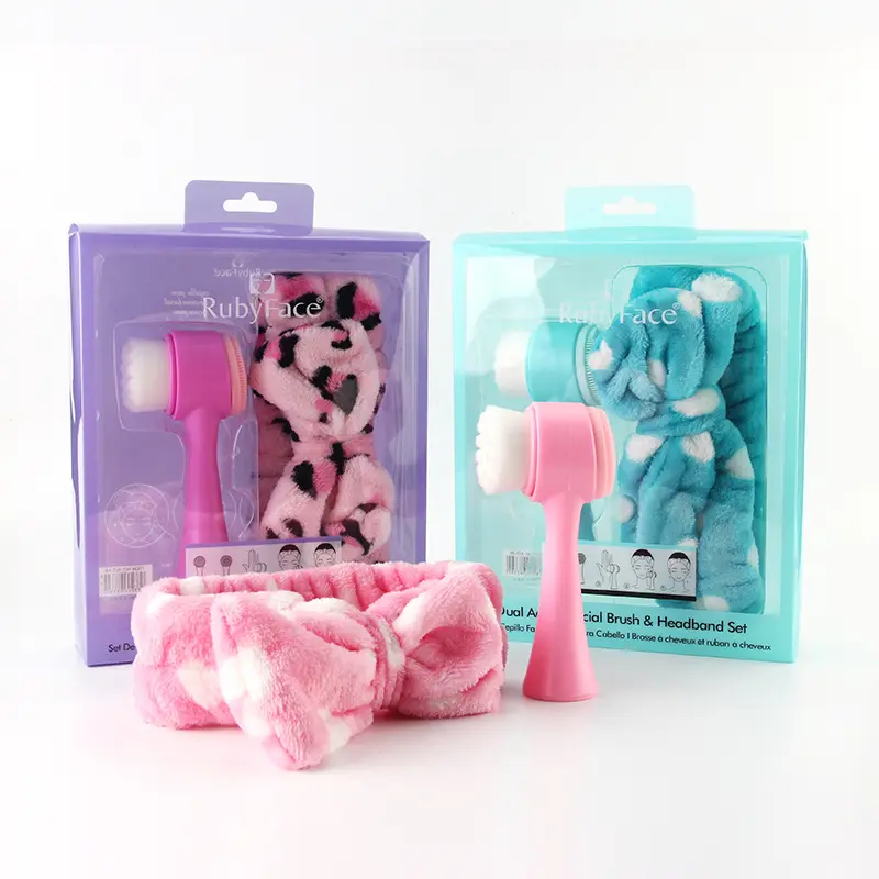 Produit de soins personnels tendance Meilleur ensemble de brosse et bandeau pour le visage à massage profond pour le nettoyage du visage Matériau en silicone portable