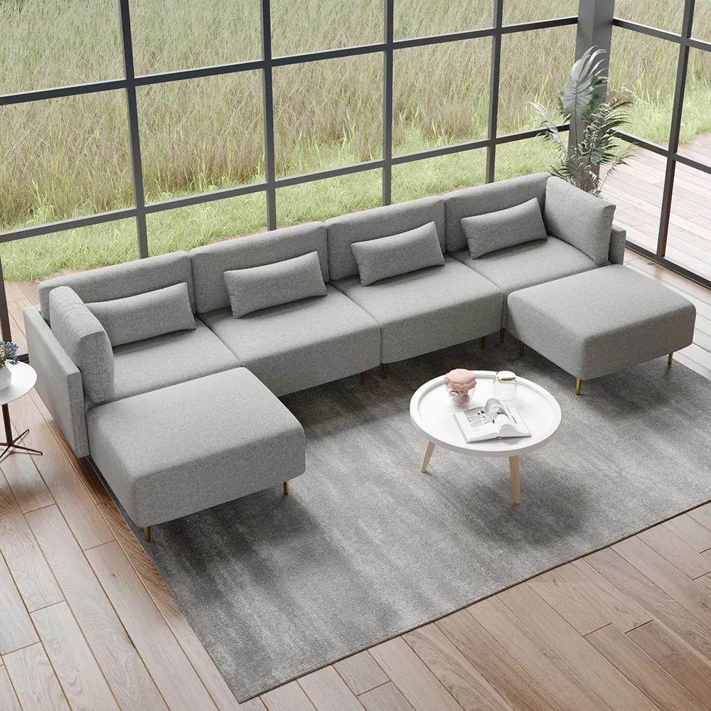 ATUNUS-sofá Modular seccional chino de Foshan, fabricantes de muebles de sala de estar, diseño Popular nórdico en forma de U