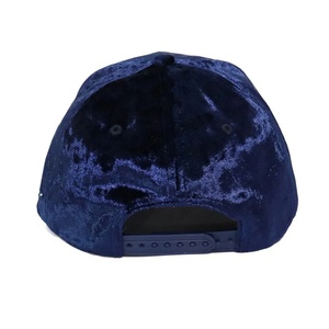 High Quality Custom Logo 3D Puff Embroidery Waterproof Sporty Formal Winter Velvet Fabric Blue Snap Back 6-Panel <b>Baseball</b> <b>Cap</b> - Product Image 4
