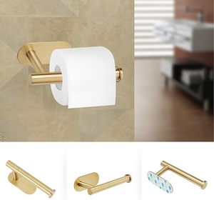 Porte-rouleau mural auto-adhésif en acier inoxydable Porte-serviettes en papier en métal Support de conception sans perforation Support de rangement - Product Image 5