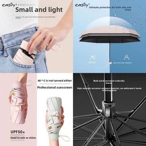 ร่มพับขนาดเล็กพกพาสะดวก ป้องกันแสงแดดและรังสียูวี สำหรับเดินทาง พิมพ์ลายได้ - Product Image 3
