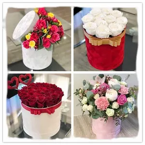 Factory Direct Sales Wedding Gift Box Velvet Flower Box Hug Bucket Three-Piece Flower Bucket Gift Box