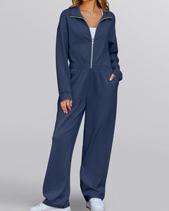 <span class=keywords><strong>Mono</strong></span> Deportivo Holgado de Otoño para Mujer, Manga Larga, Cierre Completo, Cintura Elástica, Pierna Ancha, Informal, de una Pieza, con Bolsillos - Product Image 3