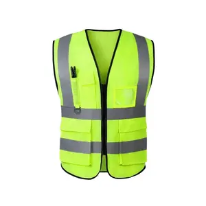 Heavy duty Hi Vis security vest safety protection light safety homme reflect safe orange multicolor reflect vest with pockets