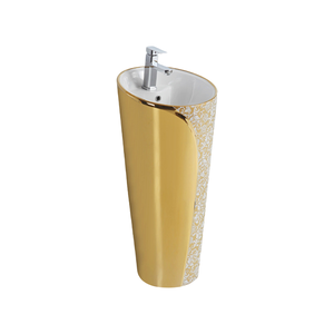 Articles sanitaires royaux de style moderne Commode monobloc de luxe pour salle de bain <span class=keywords><strong>WC</strong></span> en céramique plaquée or Cuvette de toilette montée au sol - Product Image 4