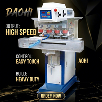 Machine d'impression par tampographie semi-automatique pneumatique quatre couleurs pour stylos/bouteilles de crème