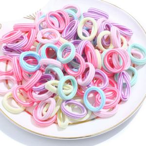 Petits <span class=keywords><strong>élastique</strong></span>s à cheveux en coton multicolores pour enfants et filles, porte-queue de cheval sans pli - Product Image 6