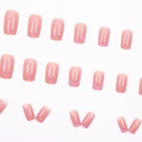 Lot de 24 faux ongles roses en forme d'étoile pour la Saint-Valentin - Matériau ABS, utilisation sur les doigts, design à couverture complète
