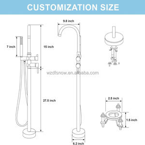 Rubinetto per <span class=keywords><strong>vasca</strong></span> <span class=keywords><strong>da</strong></span> <span class=keywords><strong>bagno</strong></span> autoportante; con due modalità di flusso dell'acqua; soffione doccia girevole a collo di cigno con funzione doccia manuale - Product Image 5