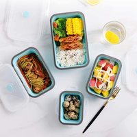 Boîtes à Lunch pliables en Silicone, conteneurs alimentaires hermétiques avec couvercles, lot de 4 pièces, hermétiques sous vide pour stocker la fraîcheur des aliments