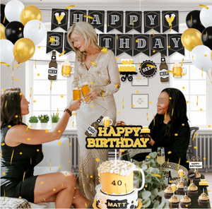 Decoración para Fiesta de <span class=keywords><strong>Cumpleaños</strong></span> de Hombre de 30 a 50 Años, Banderines de Feliz <span class=keywords><strong>Cumpleaños</strong></span>, Guirnalda, Globos de Helio y Látex, Adornos para Cupcakes, Decoración para Pastel - Product Image 2