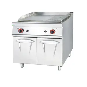 Équipement de cuisine commerciale Grill à gaz 2/3 plat 1/3 rainuré avec armoire