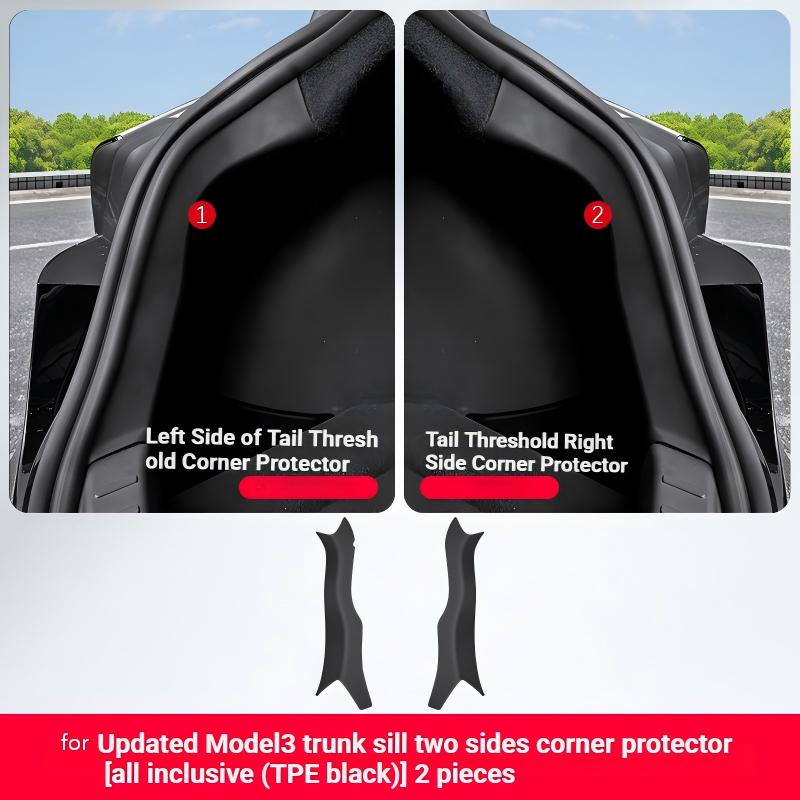 Protection d'angle de seuil de coffre M3, TPE noir, 2 pièces