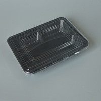 Boîte alimentaire rectangulaire jetable en plastique PP recyclable pour restauration rapide, sandwichs, pizzas, nouilles, chips, aliments en conserve, gaufrée
