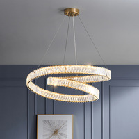 Lustre moderne de luxe en verre cristal transparent doré, avec LED dimmable, pour la décoration de mariage et de salon