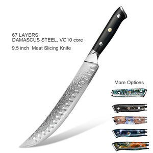 Couteau à découper professionnel en acier Damas VG10 de 9,5 pouces pour la viande, le <span class=keywords><strong>jambon</strong></span>, la découpe, avec manche ergonomique en G10 - Product Image 1