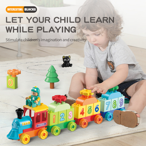 FEELO bebé grandes bloques de construcción coche DIY 56 Uds tren Bigital juguete para niños educativos grandes juegos de bloques de construcción personalización - Product Image 5