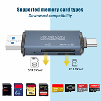 Lecteur de carte Micro SD OTG 4 en 1 de haute qualité, USB 3.0 5 Gbps, alliage d'aluminium, haute vitesse pour téléphones et ordinateurs, en stock