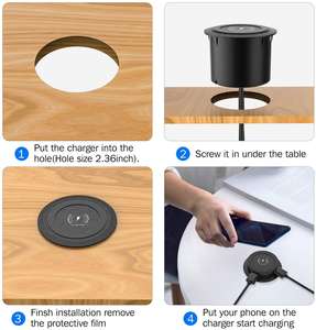 Meuble 3 en 1 Rétractable 10W Table Cachée Charge Rapide USB Intégré Bureau Batterie Chargeur de Téléphone - Product Image 3