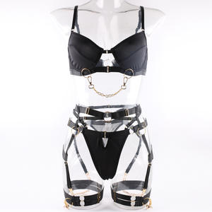 महिलाओं का सेक्सी पारदर्शी अंडरवियर ब्रा चेन स्पार्कलिंग फीता सजावट के साथ सेट - Product Image 5