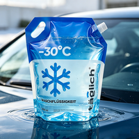 Poche souple verticale 3L bleue pour liquide lave-glace, liquide de refroidissement et nettoyant pour vitres de voiture, en emballage plastique