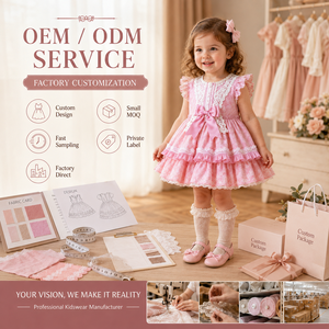 Robe de princesse pour fillettes, col rond à volants, collection automne-printemps, vente en gros de vêtements pour enfants, robes de fête pour enfants, style espagnol - Product Image 4
