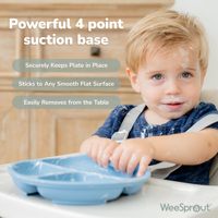 Picky Eaters Micro-ondes Lave-vaisselle Friendly 100% Plaques d'aspiration en silicone pour bébés Tout-petits Vaisselle Reste Mettre Conception divisée