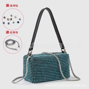 Zhiyuan Rhinestone Clutch <b>Bag</b> Horizontal Square Zipper <b>Sparkling</b> Evening Party <b>Bag</b> Summer 2024 - Product Image 3
