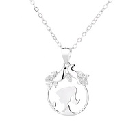 Collier pendentif en argent pur fait à la main 925 Yong Beauty Photo contour avec chaîne pour cadeau