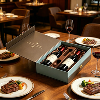Caja de Regalo para Vino Doble Personalizada con Asa, Empaque de Cartón Reciclable para Presentación de Vino Premium