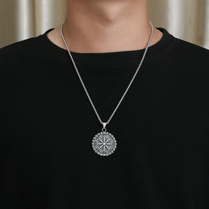 Nordic Viking Snowflake Compass Necklace Men <b>Titanium</b> Steel Pendant Gift Jewelry - Product Image 3