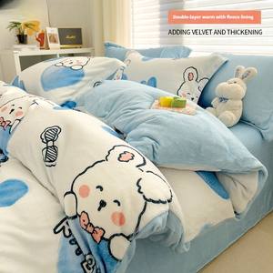 Новый комплект из 11 предметов из молочного вельвета для осени: милый, мультяшный, толстый, с наполнителем из кораллового флиса, водостойкий, высокого качества. - Product Image 1