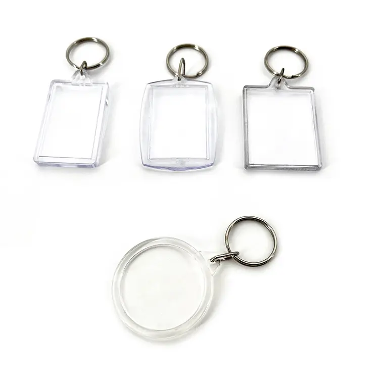 Custom Acrylic Keychain Transparent Plastic Photo Frame Clear Blanks Storage Tag Hanging Photo Acrylic Keychains Blank