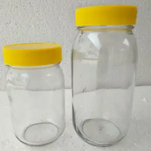 Recipientes de armazenamento de mel, frascos de 500g e 1000g para armazenamento de mel com tampa de plástico, frascos de manteiga e pimenta para vidro de tempero