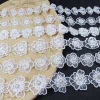 Tissu en organza blanc stéréo, dentelle écologique, matériel de couture DIY, accessoires vestimentaires, robe de mariée, fleurs 3D 3cm, Chine