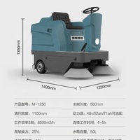 Balayeuse autoportée industrielle Everlift M-1250, aspirateur électrique pour voirie et routes, machine de nettoyage automatique pour entrepôts