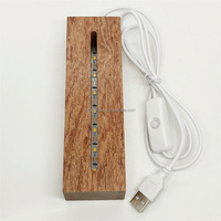 Base d'affichage de lumière LED en bois de noyer acrylique 3D de vente chaude support de veilleuse blanc chaud avec support de lampe en chêne USB pour un usage domestique