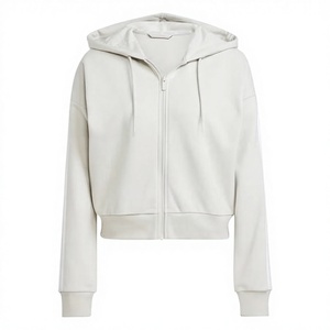 Women's Eco-Friendly 3-Stripes French Terry Full <b>Zip</b> Hooded Wonder Alumina/<b>White</b> M - Product Image 3