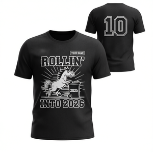 Camiseta personalizada de unicornio para el Año Nuevo 2026, camiseta divertida con nombre personalizado, adiós 2025 - Product Image 2